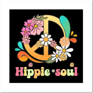 Daisy Peace Sign Hippie Soul Flower Lovers Gifts Posters and Art